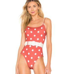 Solid & Striped One-Piece Bathing Suit (Rust) - S